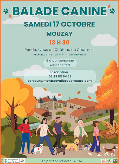 Balade canine le 17 oct au Château de Charmois à 13 h 30